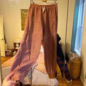 Judi Rosen Pink Linen Sweatpants, Size 29